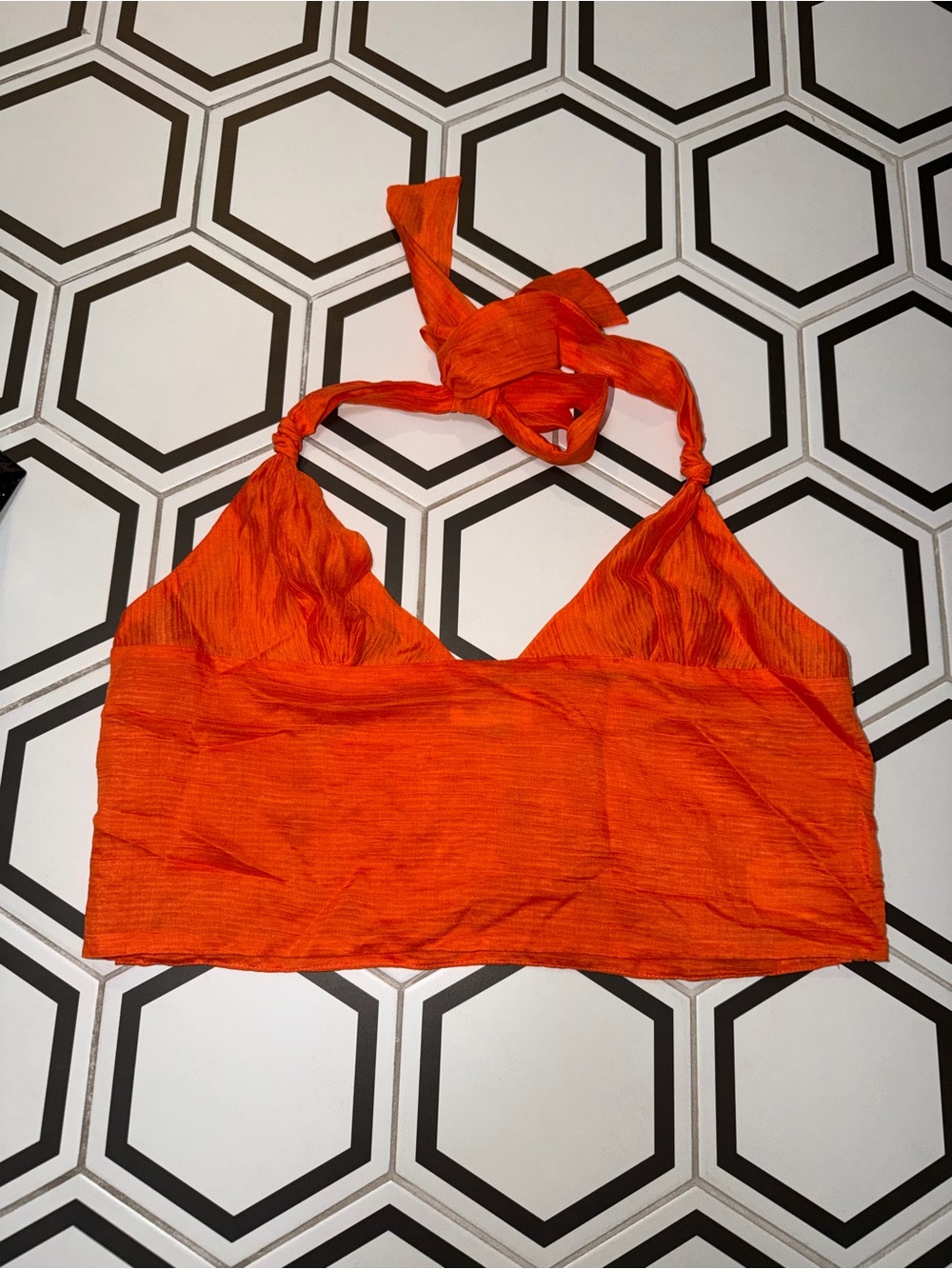 Peppermayo Bright Orange Halter Crop Top